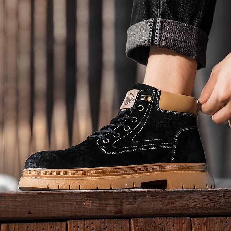 Fashion Autumn and winter men's boots Retro Fashion Thick Bottom Style Business Office Classic and outdoor shoes Hot selling Black