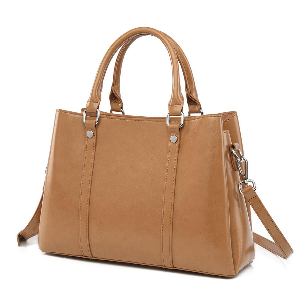 

Handbag commuter big bag women s new fashion oil wax leather multi-compartment women s bag temperament mother bag wholesale