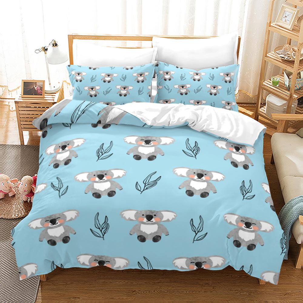 Koala Duvet Cover Set King Queen Size Tree Bear Polyester Bedding Set Kawaii Hug The Tree Australian Wild Animal For Boys Girl