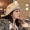 Mohair Knitted Beret Women's Autumn and Winter Plush Painter's Hat Versatile Large Head Circumference Showing Face Small Woolen Hat