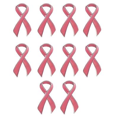 10 Pcs Elegant Pink Ribbon Brooches Lapel Pins Ribbon Pins Hope Pins Jewellery Pins For Diseases Awareness Campaigns