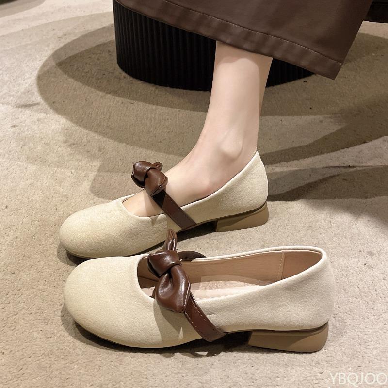Gentle flat sole single shoe women's new spring bow shallow mouth comfortable soft sole simple comfortable women's shoes