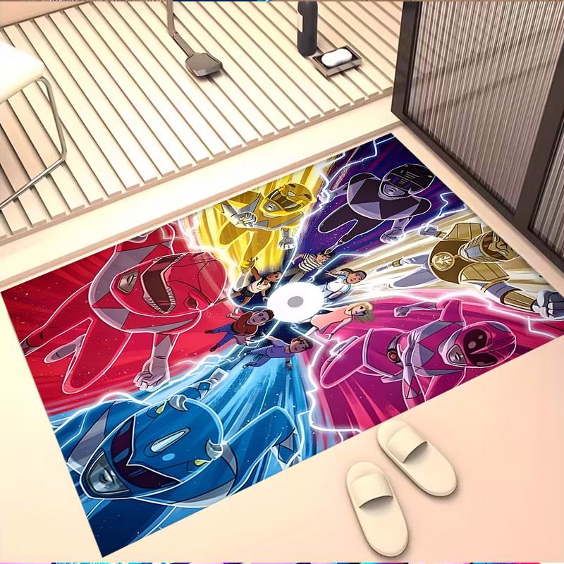 Mighty Morphin Power Rangers Print Rug, Washable Floor Carpet, For Entryway Dorm Laundry Room Office Study, Home Decor Birthday Christmas Gift