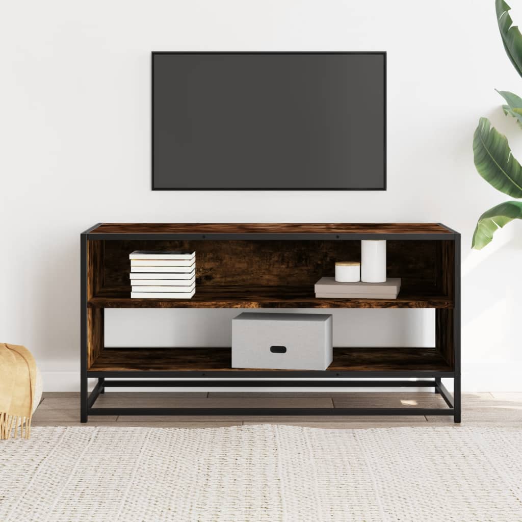 TV Cabinet Smoked Oak 91 x 40 x 46 cm Particleboard and Metal