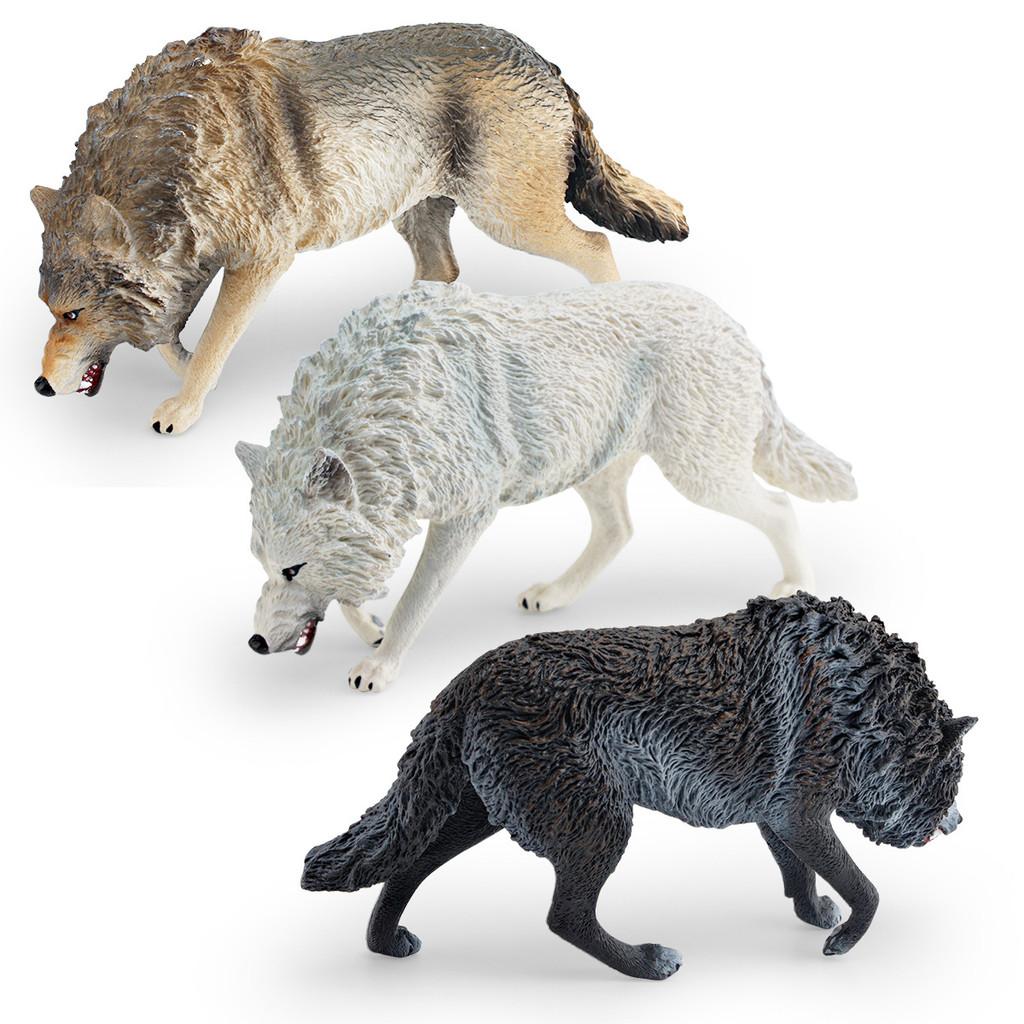 Childrens Static Pvc Wild Animal Figures Featuring Black And White Wolf Collectibles