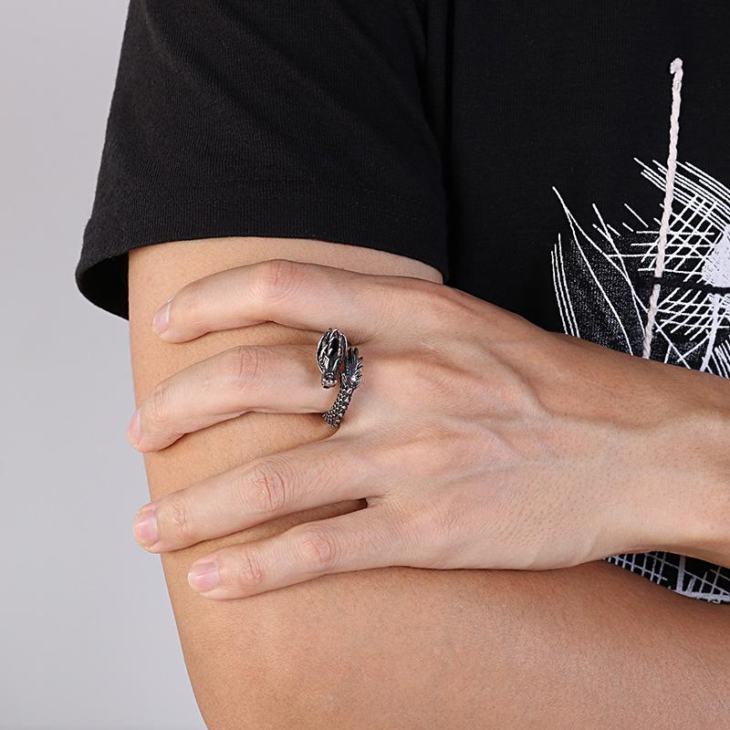 KALEN Creative 3D Dragon Charm Finger Rings HIp Hop Stainless Steel Lucky Ring Friend‘s Gift Personalized Animal Trendy Jewelry