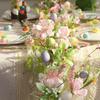 Easter Garland Artificial Floral Spring Garland With Foam Eggs Flowers For Mantle Fireplace Easter Party Home Outdoor Decor