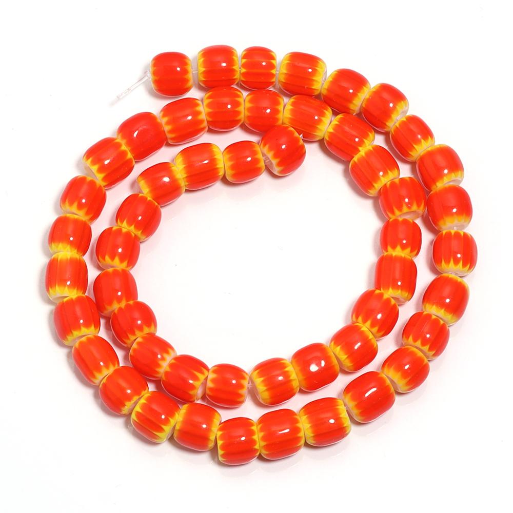 

1 Strand 8mm Pumpkin Shape Lampwork Beads Cylinder Glazed Glass Beads For Diy Jewelry Making Necklace Bracelet Accessories оранжевый