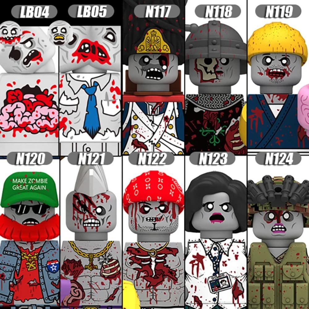 MOC Halloweenské Zombie Figurky Stavební Kostky Dvojitá Hlava Křivý Krk Příslušenství Kostky Hračky Dětský Dárek