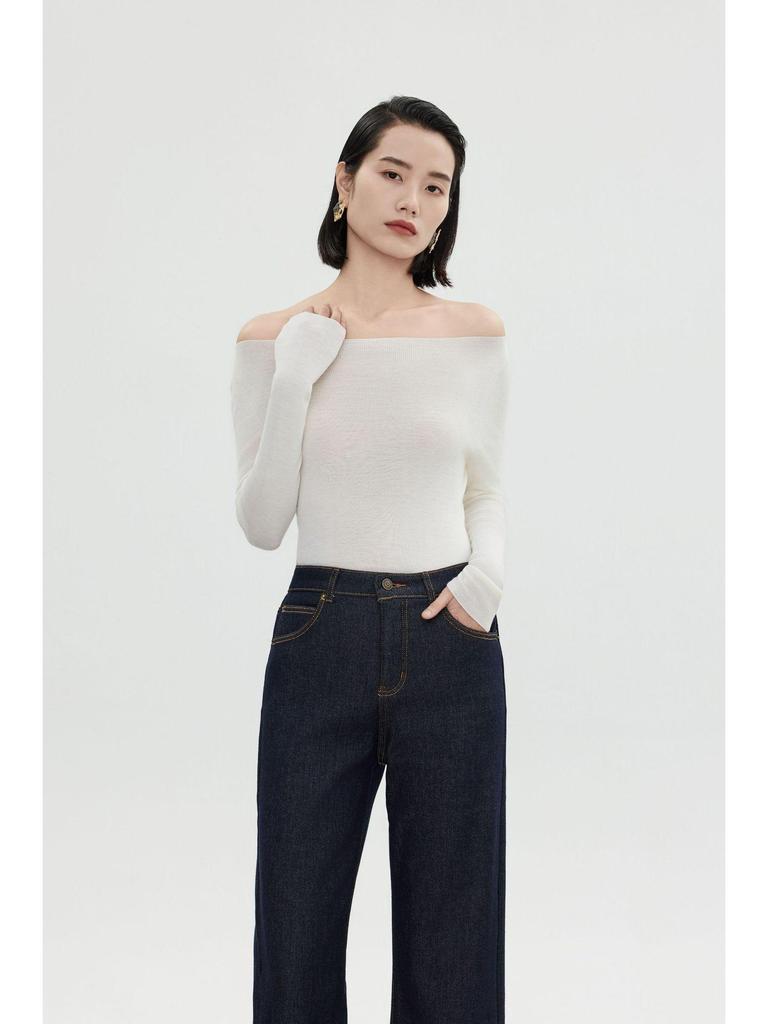 Merinowolle Rundhals Slim Fit Rollkragen Langarm Pullover Basisschicht