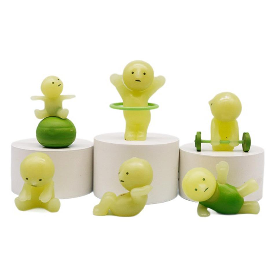 5CM Blind Box Fitness Series Mini Figure Cute Noctilucent Decoration Doll Bedroom Toilet Series Model Corner Toy Gifts