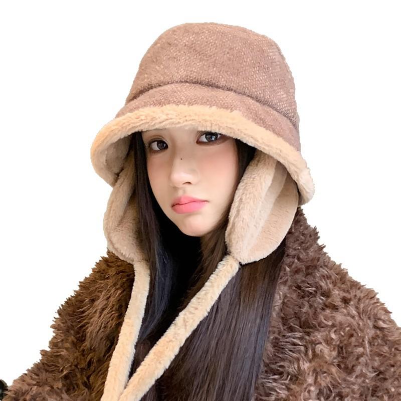 Velvet Thickened Warmth Lei Feng Hat Outdoor Cycling Windproof Ear Protection Hat Japanese Casual Big Head Surround Head Hat