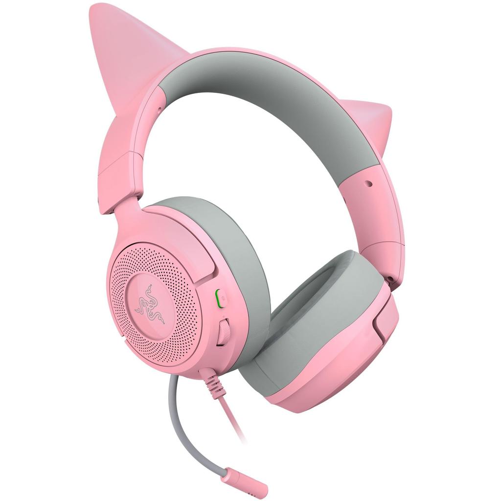Razer Kraken Kitty V3 X Quartz Pink Edition Wired Gaming Headset with Unique Cat a HyperClear Cardioid Mic for Enhanced Voice TriForce 40mm Drivers