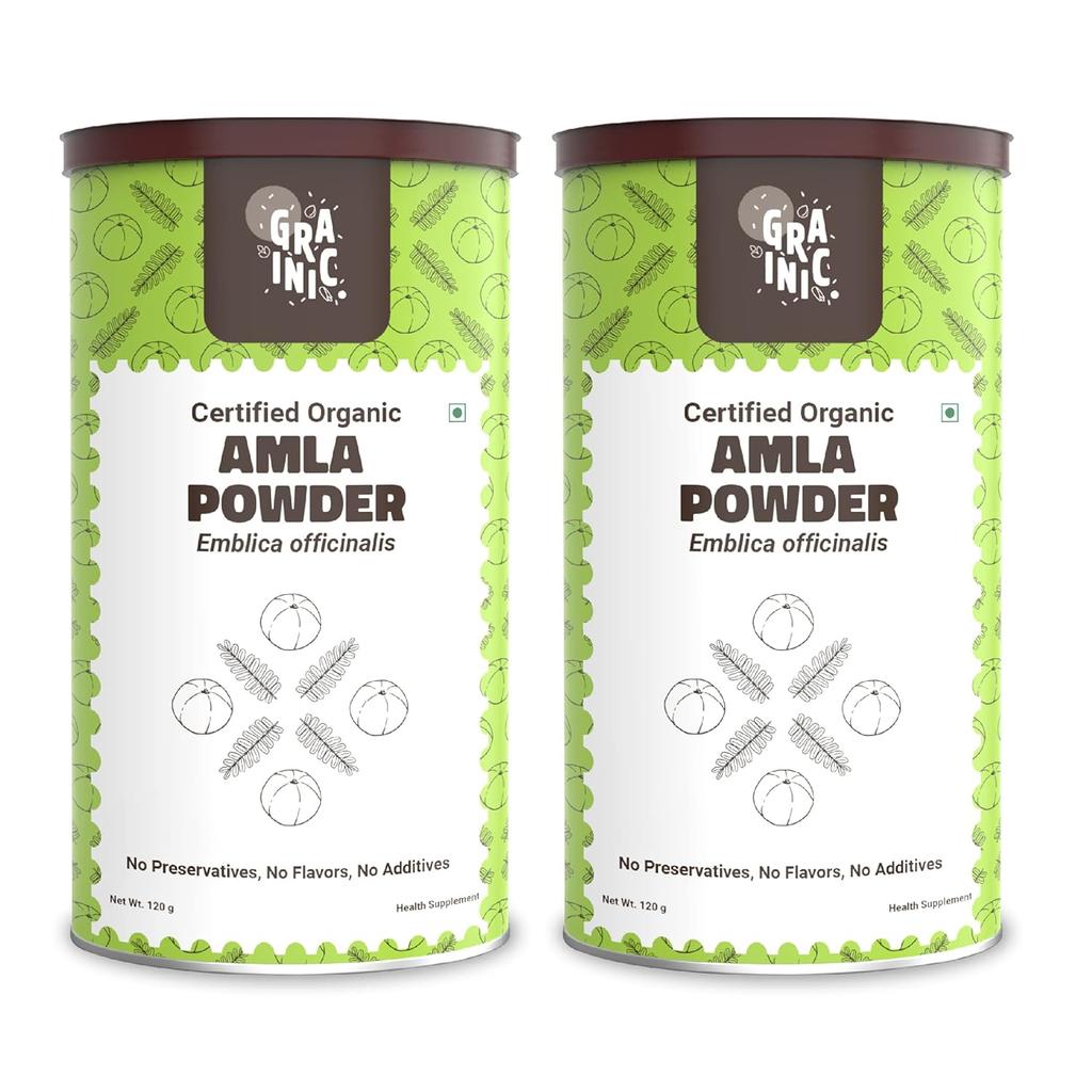Grainic 100% Organic Amla Powder Amalaki, Fighting Dandruff | 120gm 0.2lbs Each Pack Of 2