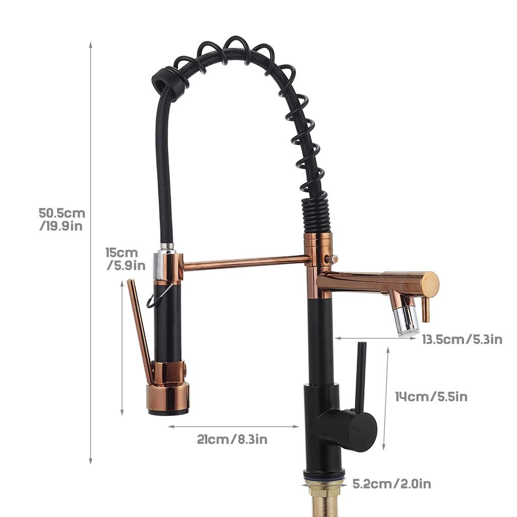 Black Deck Mounted Mixer Tap 360 Degree Rotation Stream Sprayer Nozzle Stainless Steel Gold Spring Pull Out Kitchen/Bathroom Faucet