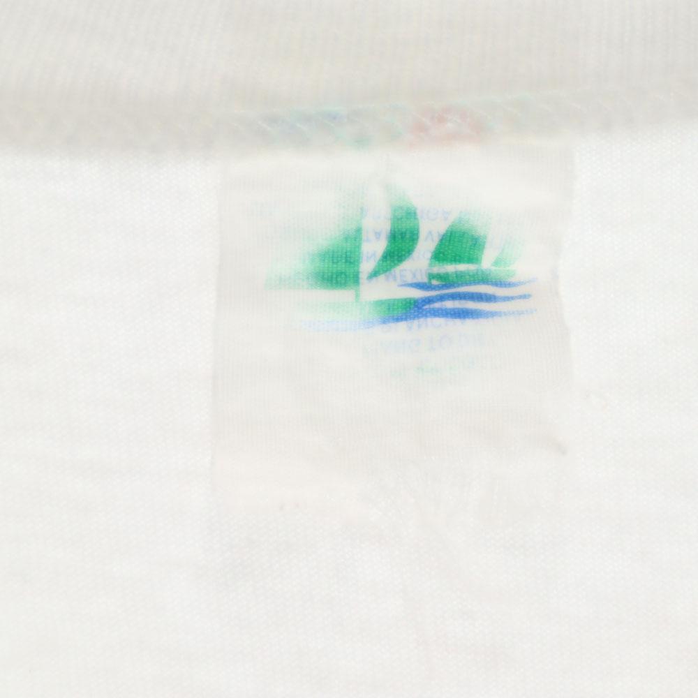 90s Print Short sleeve Single stitch T-shirt White system Old vintage Men's Used