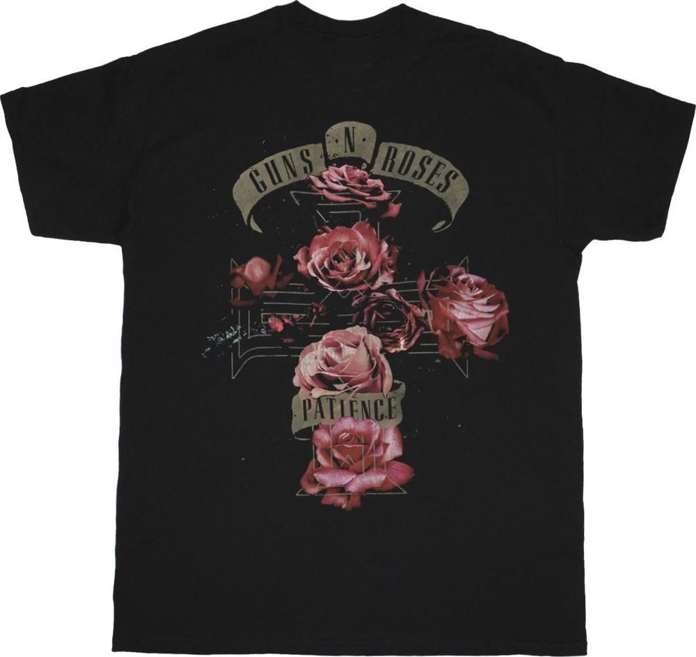 RARE! Guns N Roses Patience Cross Roses Graphic T-Shirt Black Unisex HOT NEW Unisex T-Shirt XXL