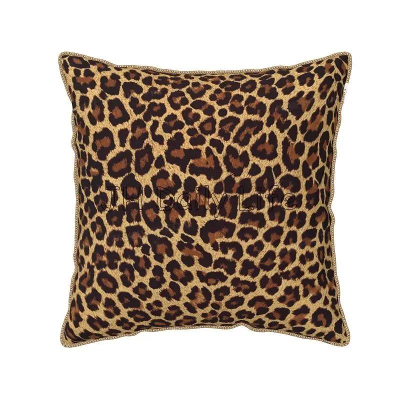 Federa Cuscino Morbida in Velluto Finta Pelliccia Stampa Leopardo 45x45 cm Marrone Nero Federa Cuscino Ghepardo per Divano Letto Camera da Letto Casa