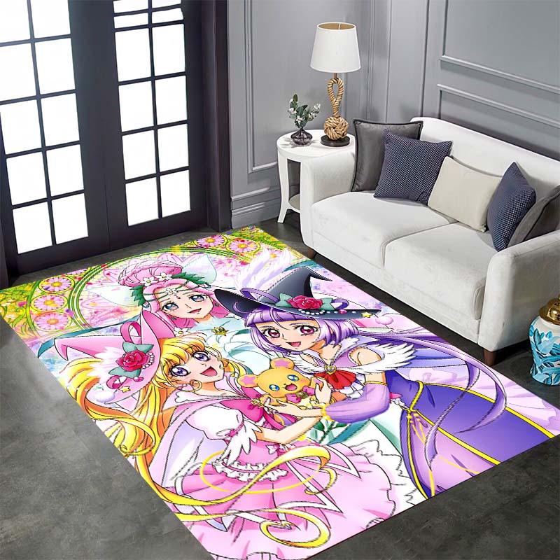 Pretty Cure Cartoon Rugs Are Suitable for Home Décor In Areas Such As Game Rooms, Bedrooms, Living Rooms, and Sofa Areas.