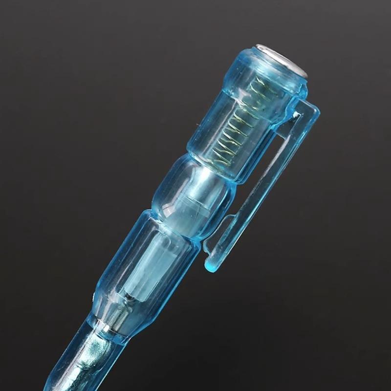 Blue Clear Flathead Voltage Tester Pen Measure 100-500V With Auto Test Function For Electricians Polarity Detection