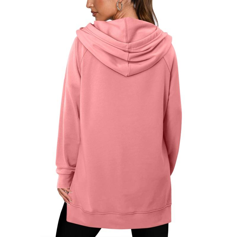 Felpa con cappuccio da donna S, tinta unita classica, con tasche, orlo spaccato, manica lunga