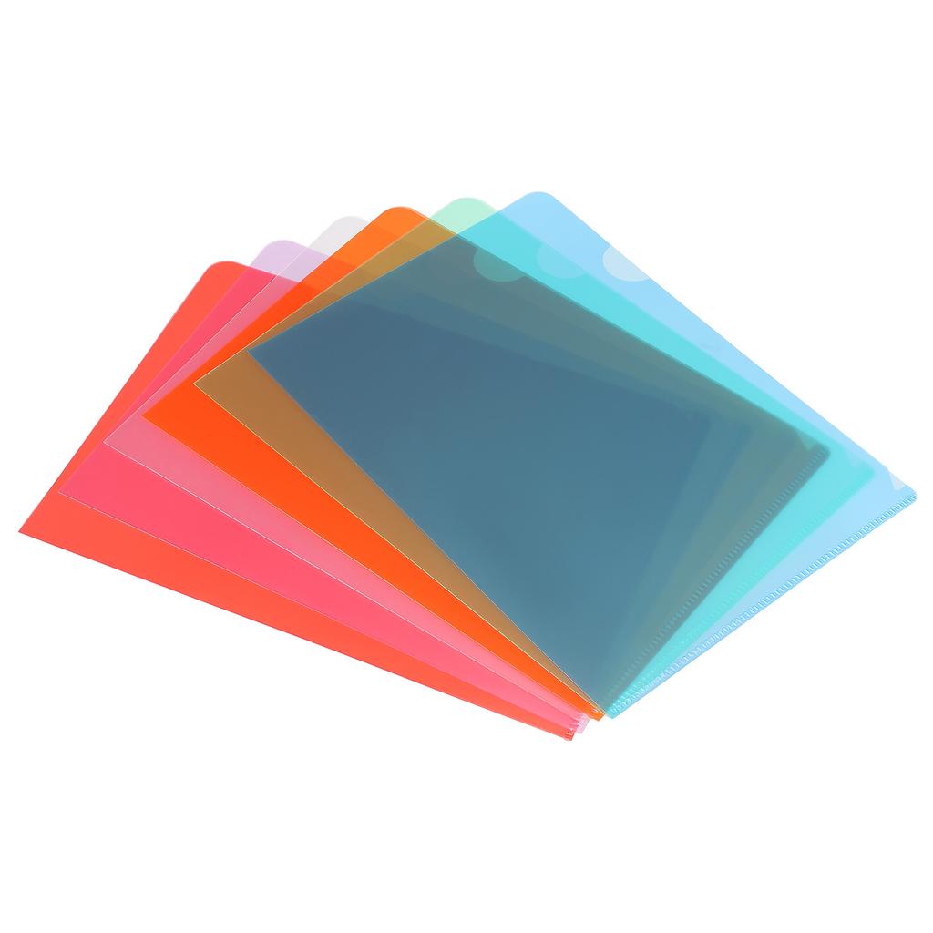 12/24Pcs A5 Size L Type Folder Plastic File Project Pockets File Folder Clear Paper Document Jacket Sleeve for Office Multicolor
