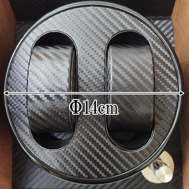 WNJAPAN Watch Winder for 2 Watches, Quiet, LED Illuminated, Automatic Watch Winding, Interior Design with Carbon Fiber Pattern, PU Leather, Wood Grain