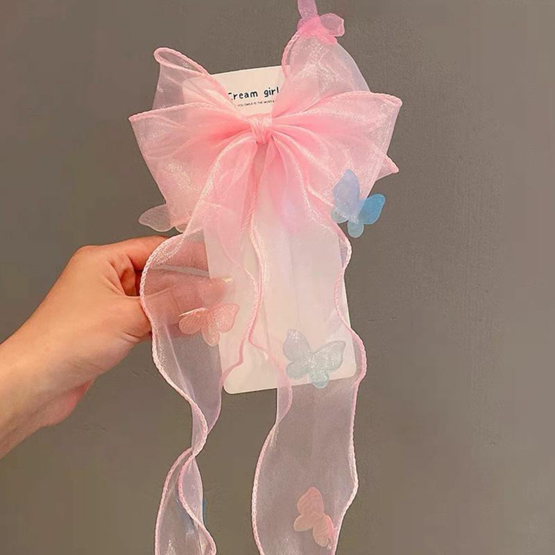 

Spring Summer Fairy Bow Ribbon Hair Clips for Kids Girls Students Back Head Hair Accessories Sweet Elegant Adorable Must-Have