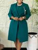 D610 Women's Elegant Stretchy Slim Fit Solid Color Suit Jacket & Camisole Dress: African Fashion Two-Piece Set