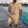 Set Polo cu Mânecă Scurtă și Pantaloni Scurți Carouri pentru Bărbați European - Îmbrăcăminte Sport Casual de Vară