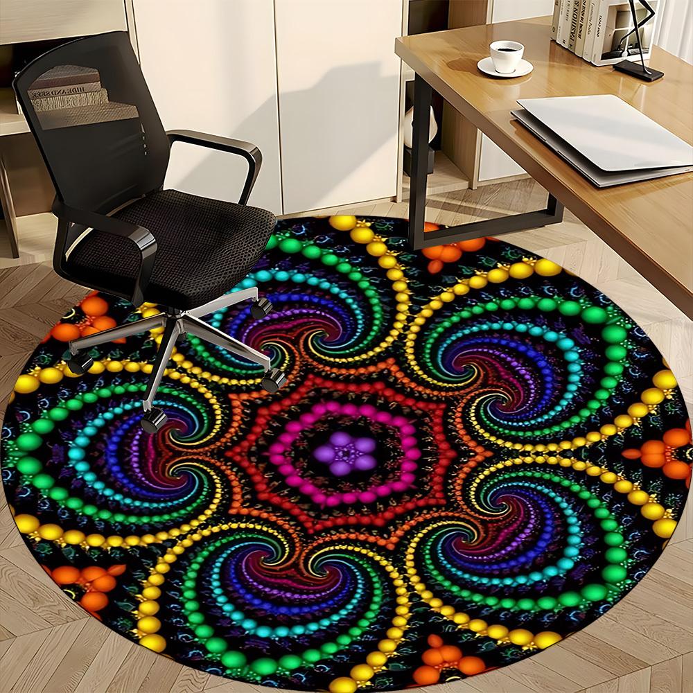 1pc Psychedelic Pattern Chair Carpet for Office Non-Slip, Machine Washable Rug for Office - Holiday DecorMachine Made Yy251029021