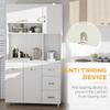 Kitchen Cupboard, 183cm Tall Storage Cabinet with Countertop, Sideboard with 3 Small Drawers, Flip Up Top Door, 3 Cabinet Doors and Open Shelves