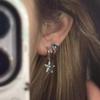Asymmetric Blue Star Earrings Ear Buckle Niche Design Sweet Cool Chic Chic Style Unique Personality Simple Simple Versatile Temperament Earrings