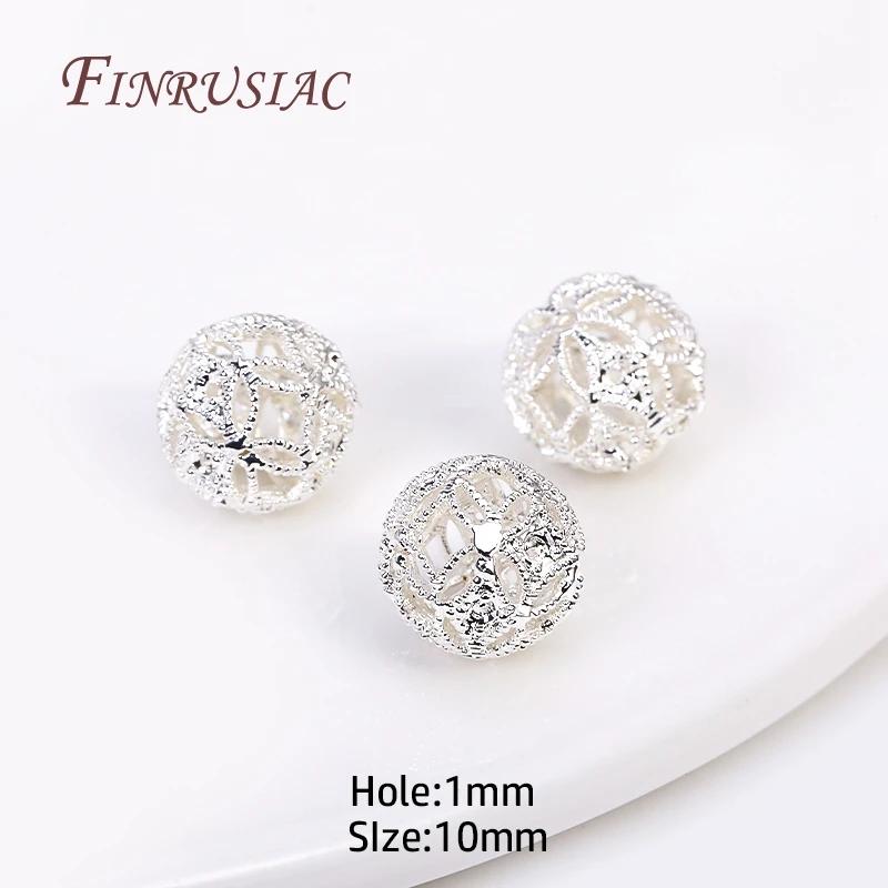 18K Gold Plated Metal Bead Separators For Bracelets,Weave Pattern Beads,Spacer Beads For Jewelry Making DIY Accessories