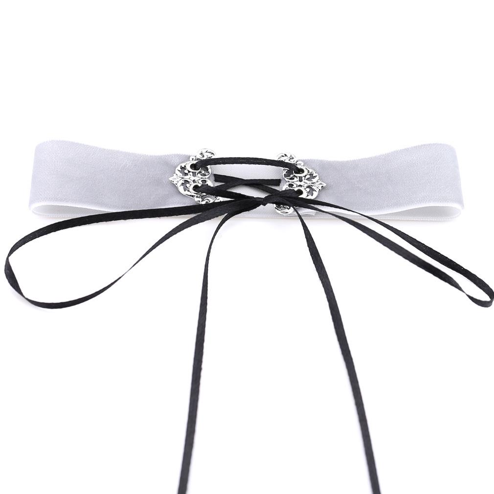 Wide Velvet Choker, Hollow Alloy Pendant Soft Velvet Streetwear Neck Collar