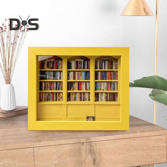 Mini knihovna pro úlevu od úzkosti Dřevěná miniaturní simulovaná polička s 200 ks Mini kniha s úlevou od stresu Hračka na stolní knihovnu pro domácí kancelář