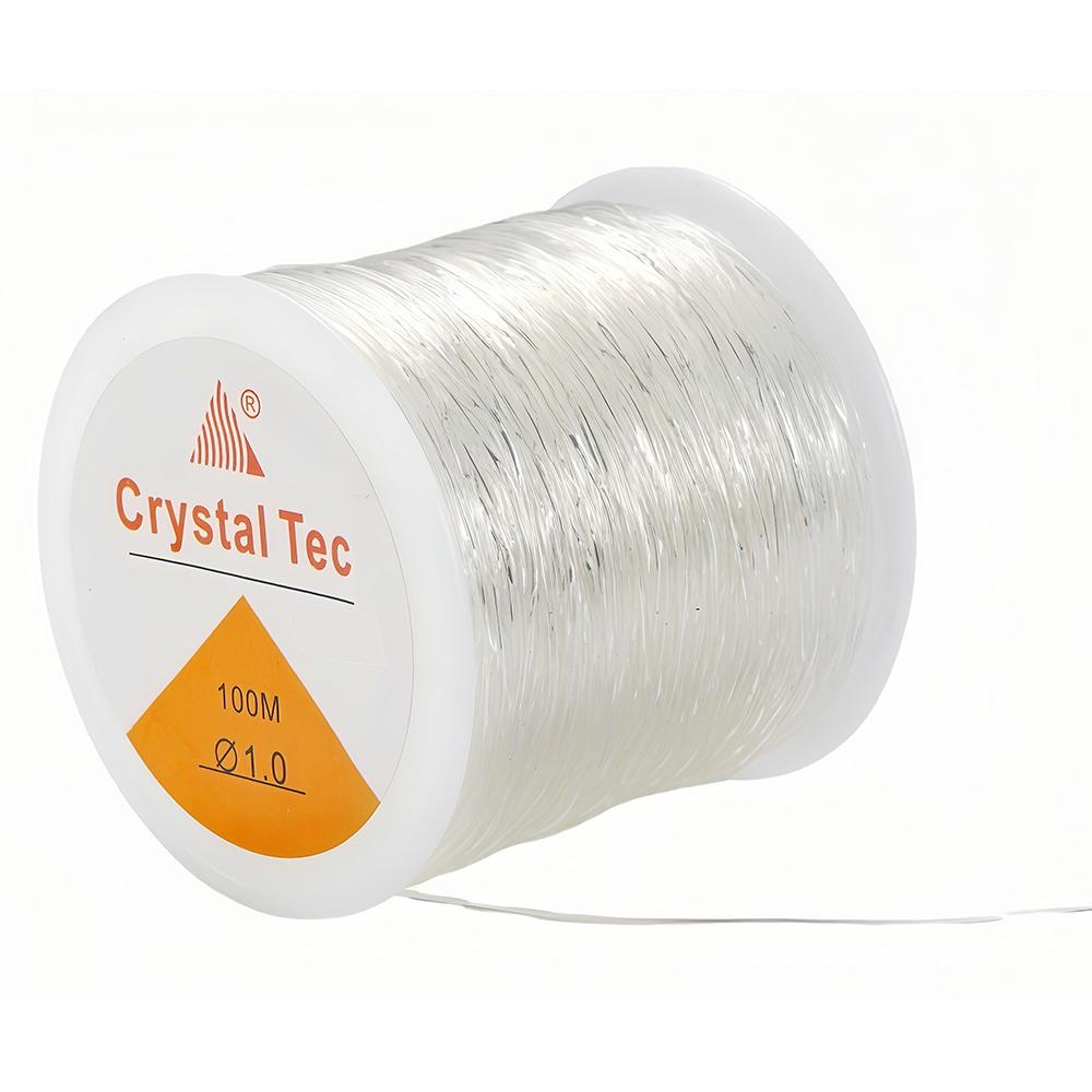 Cordón de Cristal Elástico Fuerte de 100m Hilo para Abalorios Fabricación de Joyería DIY Collar Pulsera Cordón Elástico Grosor 0.5-1mm