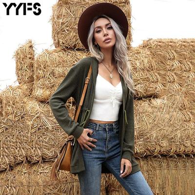 Women's Fashion Casual Solid Color Print Autumn Winter Long Sleeve Cardigans