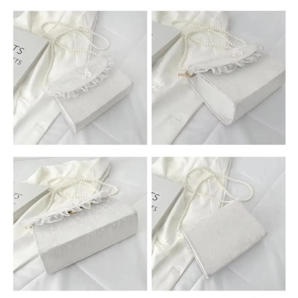 1 Pcs New One Shoulder Small Bags for Women Gentle Style Temperament Small Bag New Fashion Women's Summer Net Red Pearl Chain