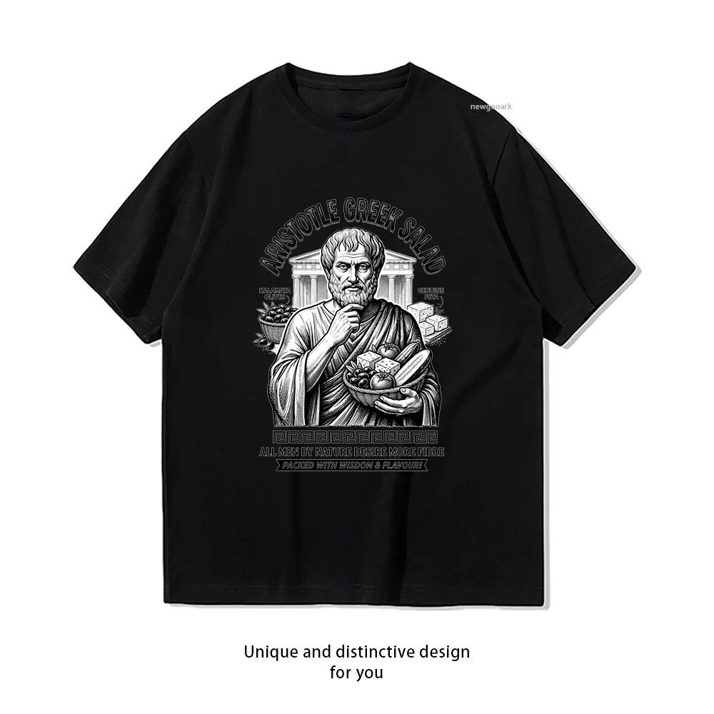 Aristoteles Philosophie Lustiger Griechischer Salat Vintage Philosophen Shirt Frau Mann Sommer Rundhals Atmungsaktiv Grafik T-Shirts Freizeit