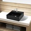Day and Night - Day and Night Square Ceramic Washbasin with Black Tap/Drain Hole