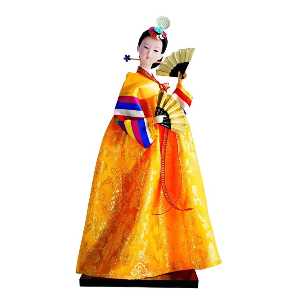 Geisha Kimono Figurine Folk Ethnic Ornament Collectible Craft Korean Hanbok Doll for Countertop Shop Gifts Home Use Birthday