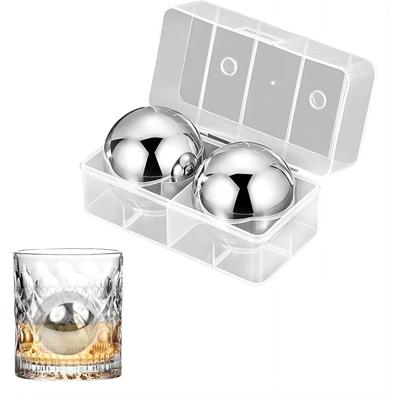 55mm Stainless Steel Hockey Ball Set with Storage Box, Reusable Spherical Metal Ice Cubes
