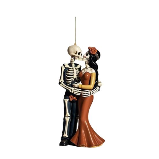 Halloween Skeleton Couple Car Pendant 2D Acrylic Rearview Mirror Hanging Decor Backpacks Charm Glow-in-Dark Keychain Parties Decoration