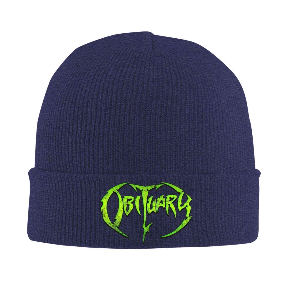 

Obituary Band Logo Death Metal Knitted Hat Beanies Winter Hats Warm Hip Hop Heavy Metal Cap Unisex Women