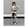 Couple's Winter Leather Down Jacket: Short, Loose, Thickened with Large Fur Collar and Hood.