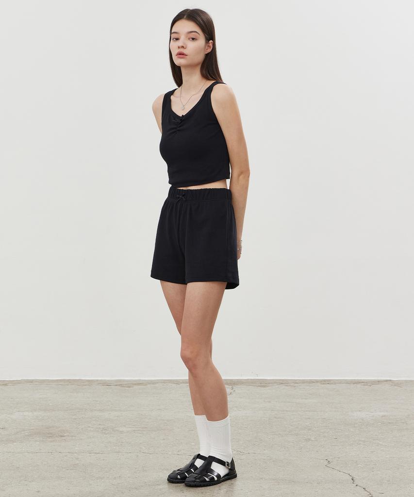 ITOV SEOUL 2Pcs Ribbon Ribbed Shorts Bk