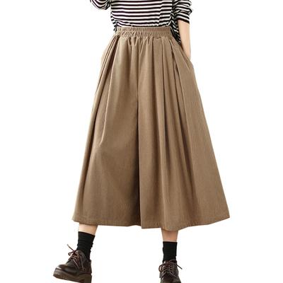 CoeFodMavo Weites Bein Langes Gaucho Sarouel Plus Elastisch Locker Uni Winter Damenhose, Hose, Hose, Hose, Cord, Größen, Stilvoll, Taille, Natürlich,