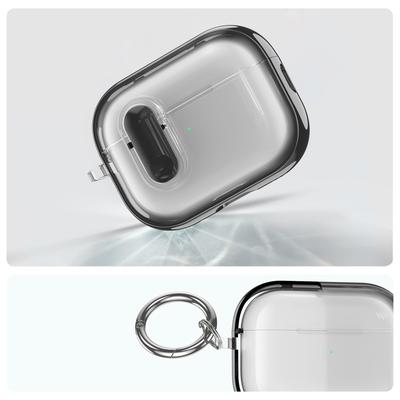 For Apple AirPods Pro / Pro 2 Case Clear Electroplated TPU PC Earbuds Cover with Lock Clasp / Carabiner