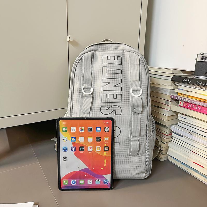 Large Capacity Backpack Men Travel Computer Backpack Letter Print Student Class Commuter Schoolbag